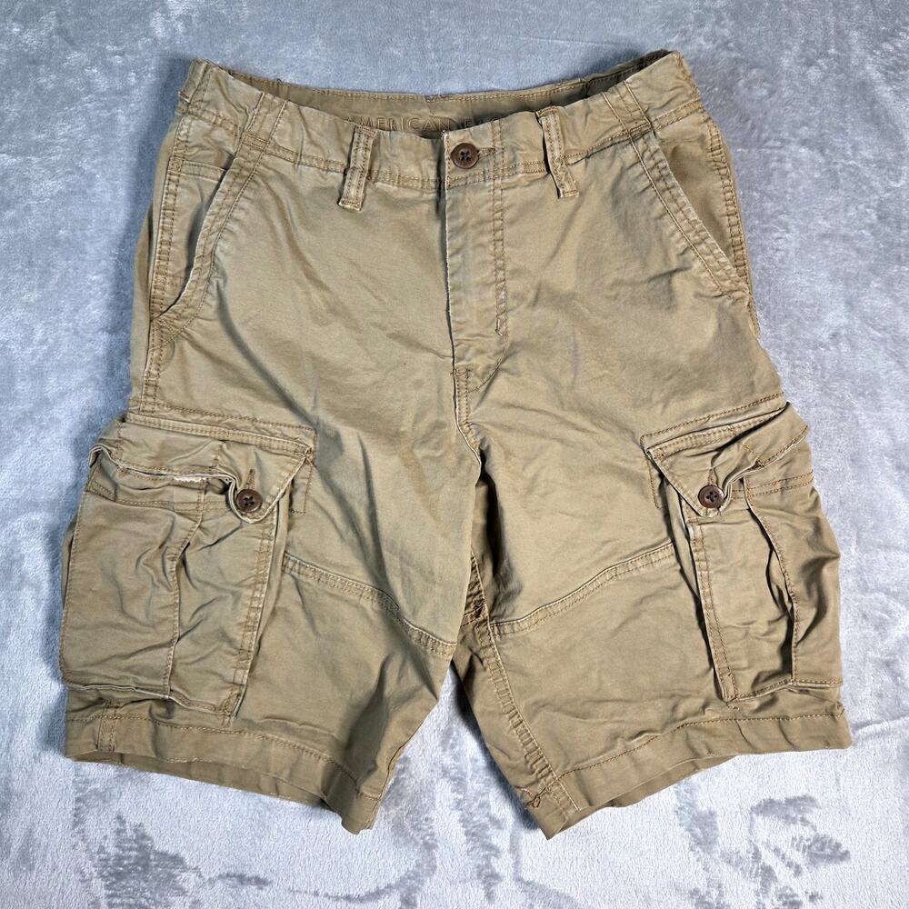 American Eagle Sz 31 Flex Khaki Distressed Cotton Blend Men's Cargo Shorts
